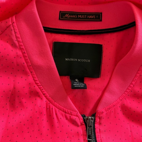 Masion Scotch Vibrant Pink Women's Jacket with Patterned Sleeves - Picture 4 of 4